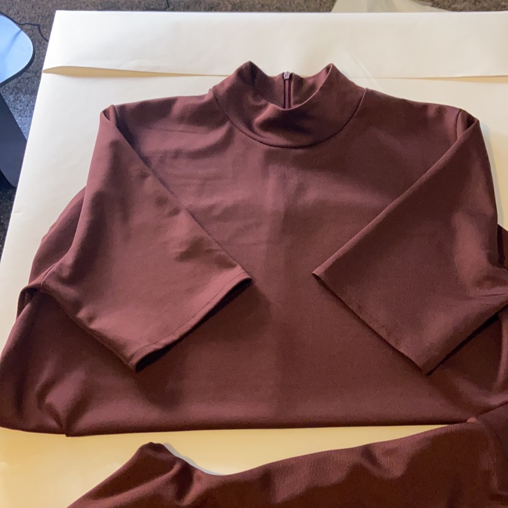 Burgundy Zara pants set. Size (L)